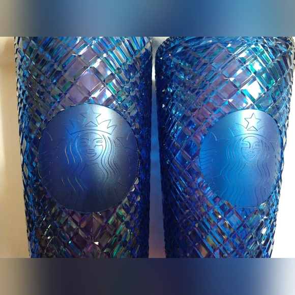 AUTHENTIC STARBUCKS JEWELED AZURE BLUE VENTI & GRANDE 2 COLD CUP BUNDLE (NWT) - Picture 5 of 8